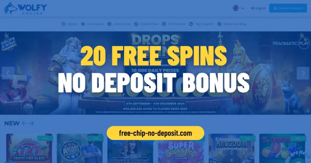 20 Free Spins Wolfy Casino